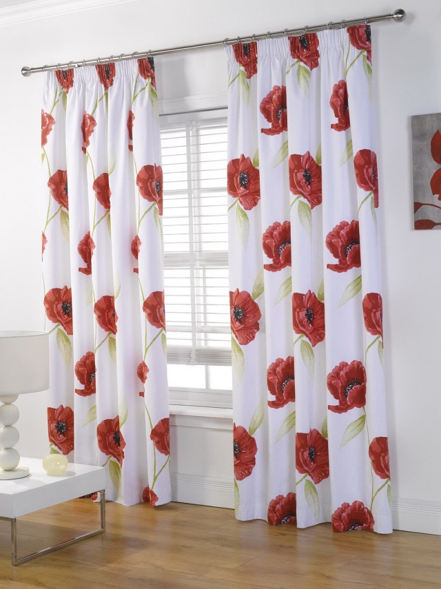 Red And Cream Floral Curtains Red And Cream Floral Curtains