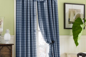 Blue Plaid Kitchen Curtains