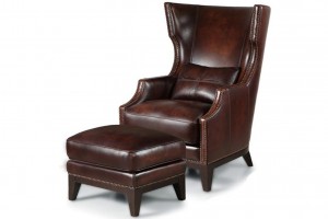 High Back Leather Chair With Ottoman