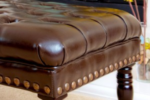 Leather Tufted Ottoman With Casters