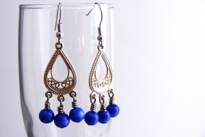 Silver And Blue Chandelier Earrings